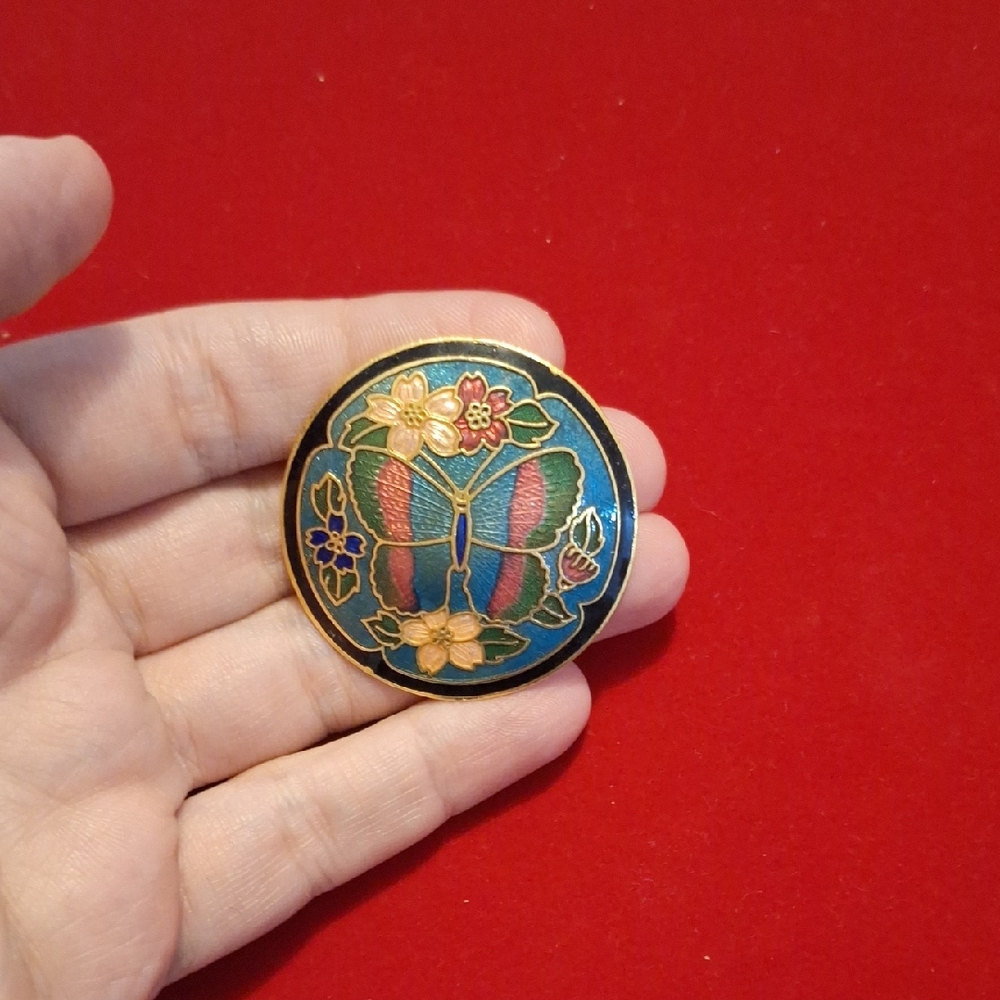 Colorful Cloissone Butterfly Brooch